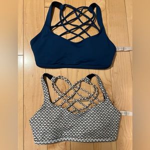 Lululemon Free to Be Wild Bras Lot of 2 Size 4 Teal blue and black/white dots